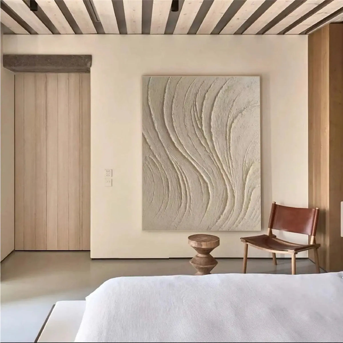 White Minimalist Textured Canvas Art #MW013
