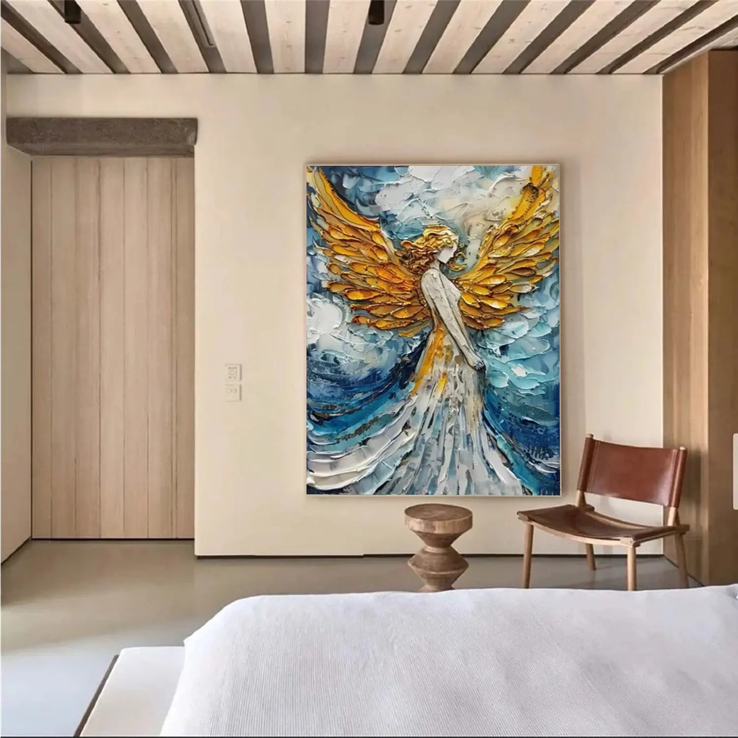Abstract Angel Portrait Textured Canvas Art #LA002