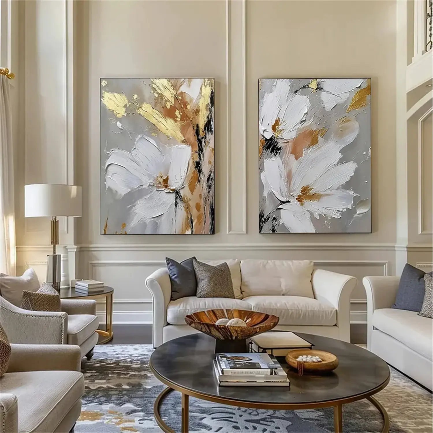 Flower Abstract Textured Wall Art Set of 2 #FT049