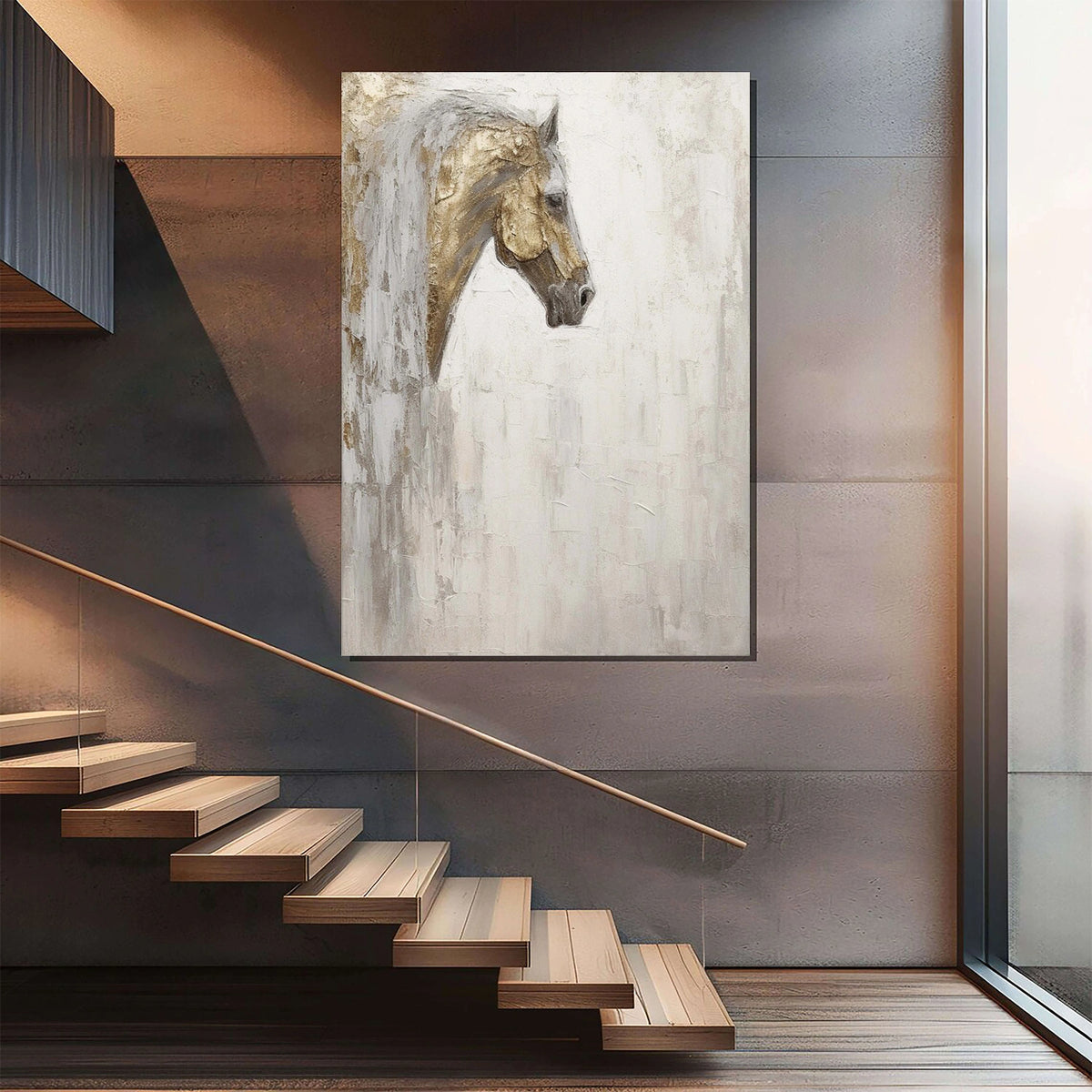 Abstract Animal Horse Textured Canvas Art #AA027