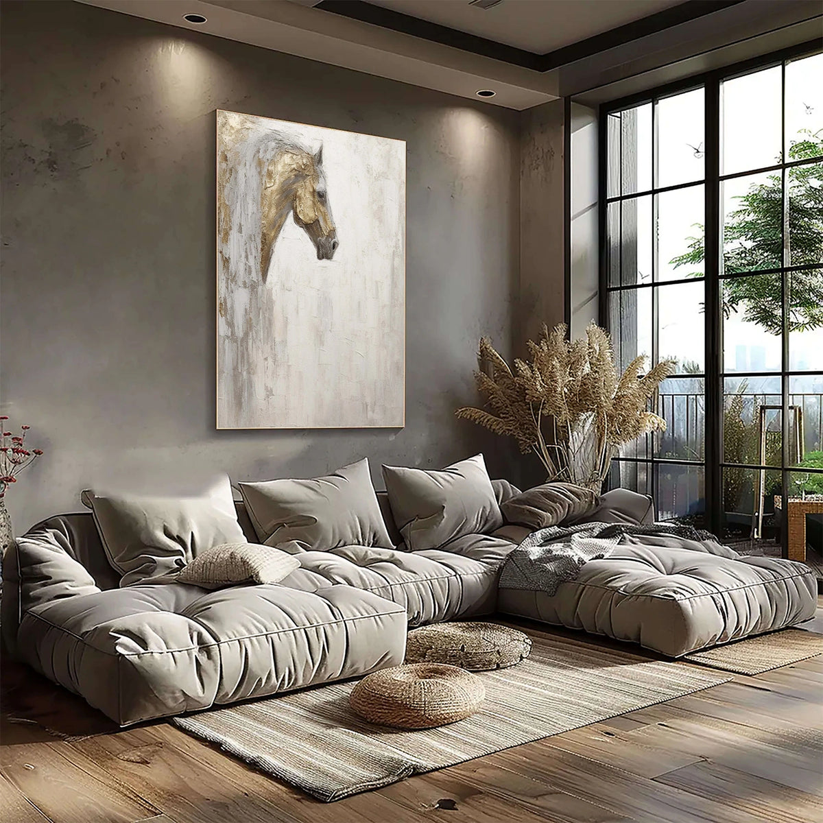 Abstract Animal Horse Textured Canvas Art #AA027