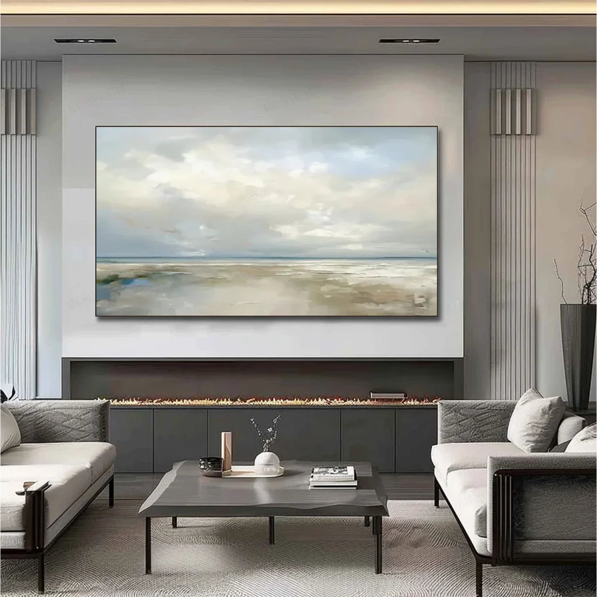 Abstract Ocean And Sky Canvas Art #OS067