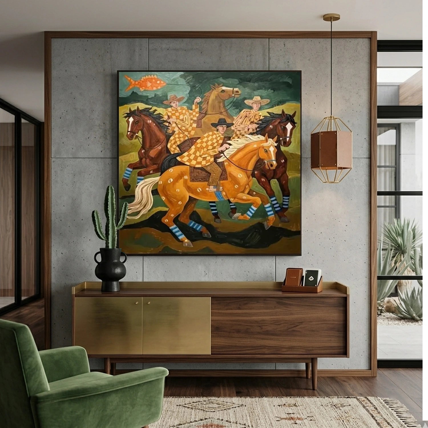Vintage Americana Art | Checkerboard Riders