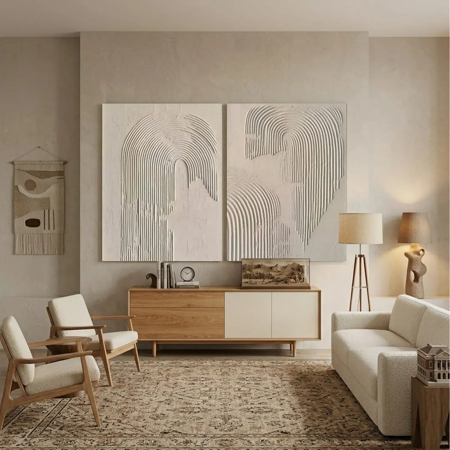 Beige & Brown Abstract Set of 2