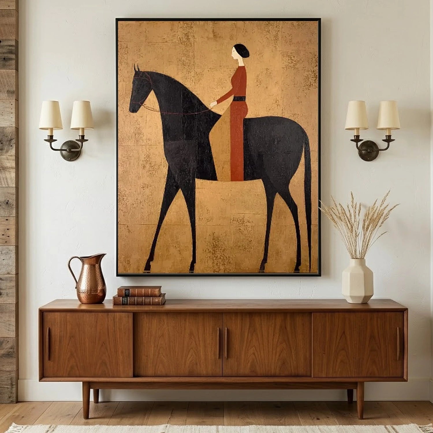 Vintage Americana Art | Crimson Elegance