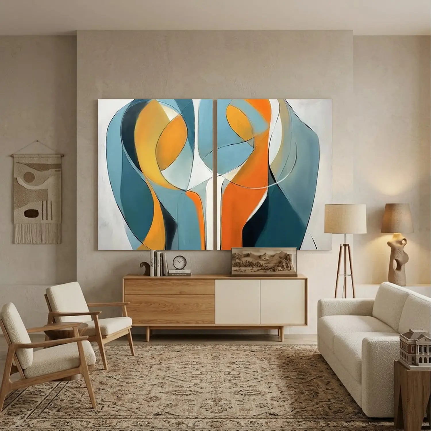 Contemporary Abstract Minimalist Set of 2 Wall Art