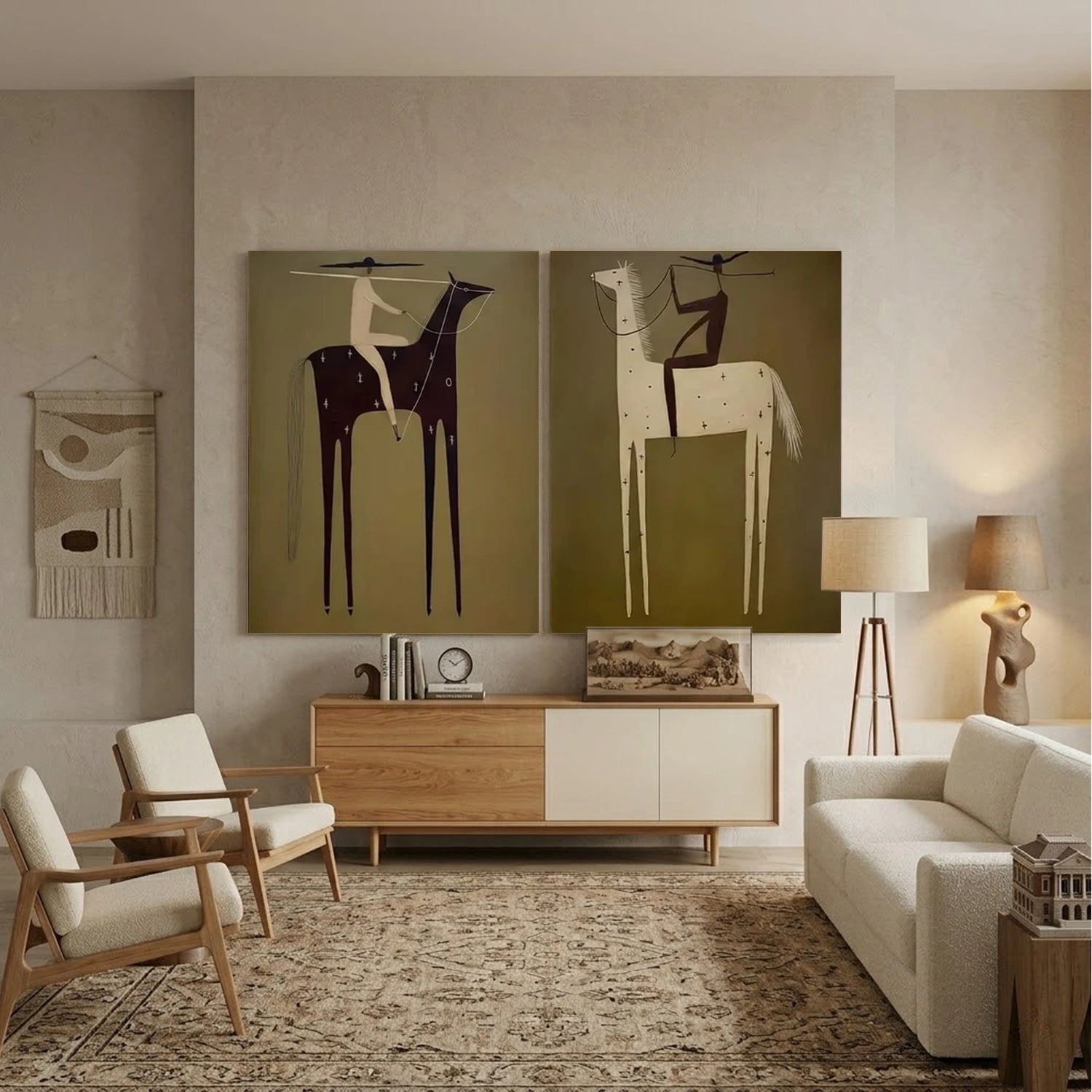 Vintage Americana Art | Green Duality Riders