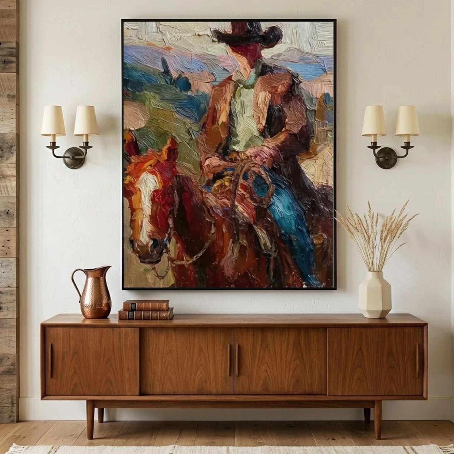 Vintage Americana Art | Crimson Steed Rider