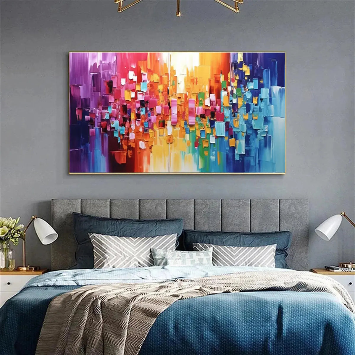 Colorful Abstract Textured Painting Canvas #AW180