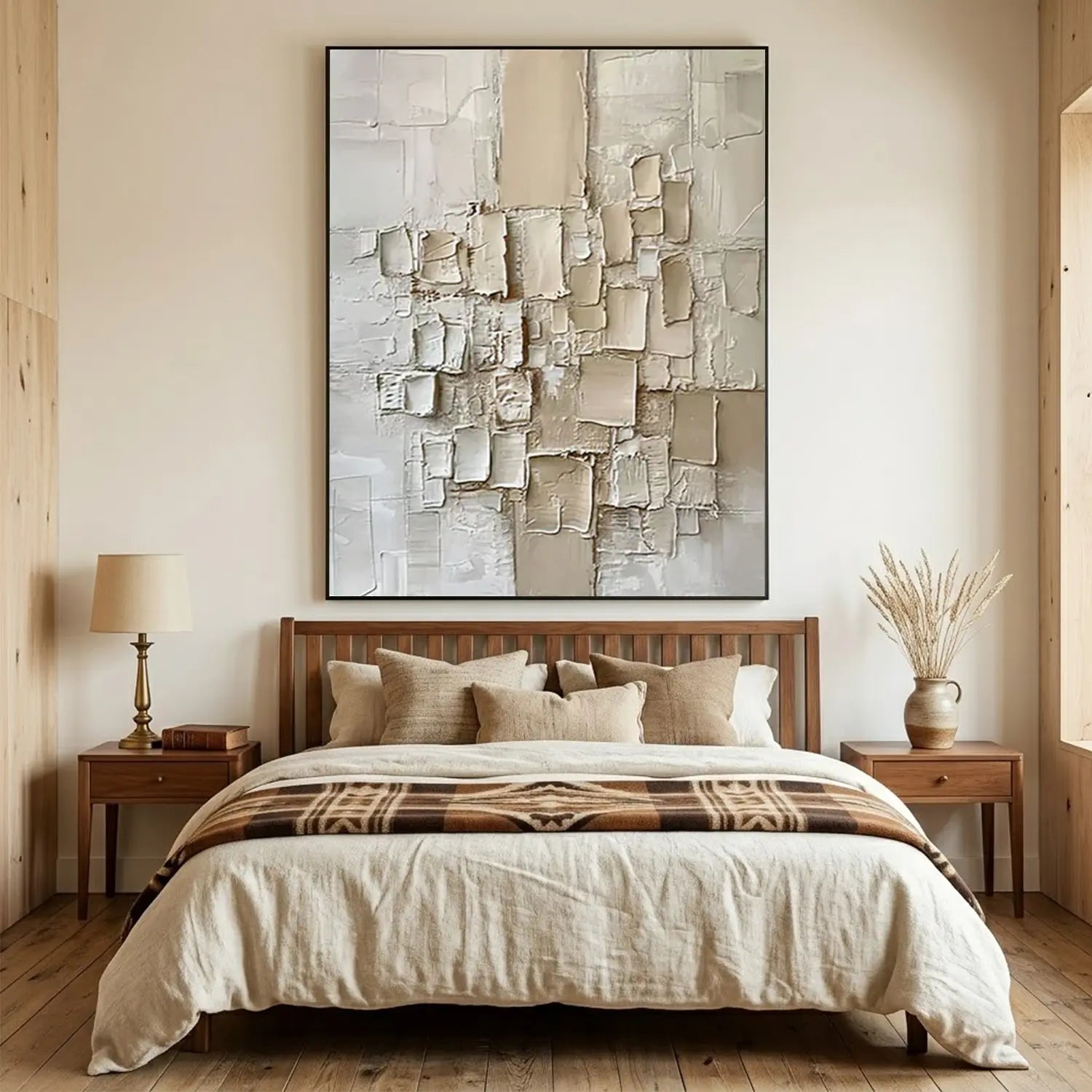 Beige Abstract Textured Wall Art
