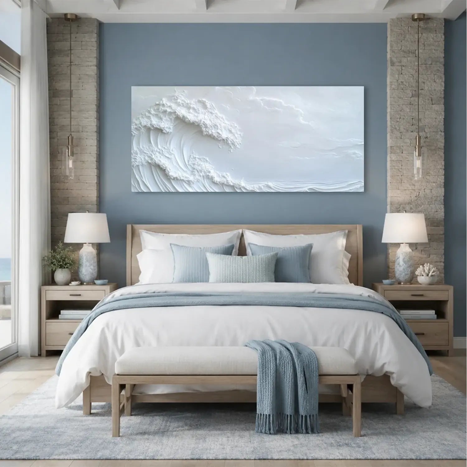 Ocean And Sky Minimalist Textured Wall Art #OS047