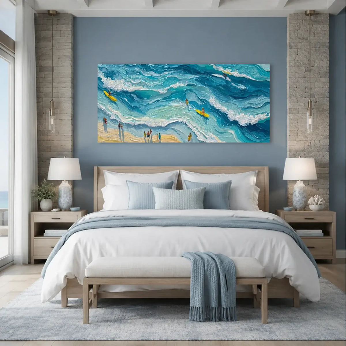 Surfing Sports Textured Wall Art #SC014