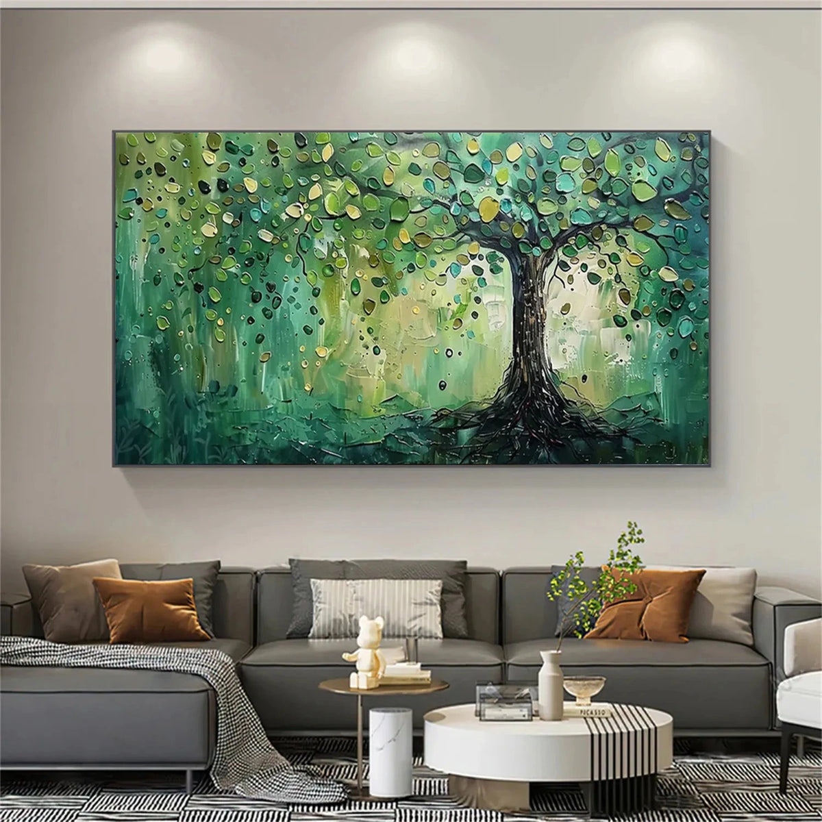 Abstract Flower And Tree Textured Canvas Art #FT068