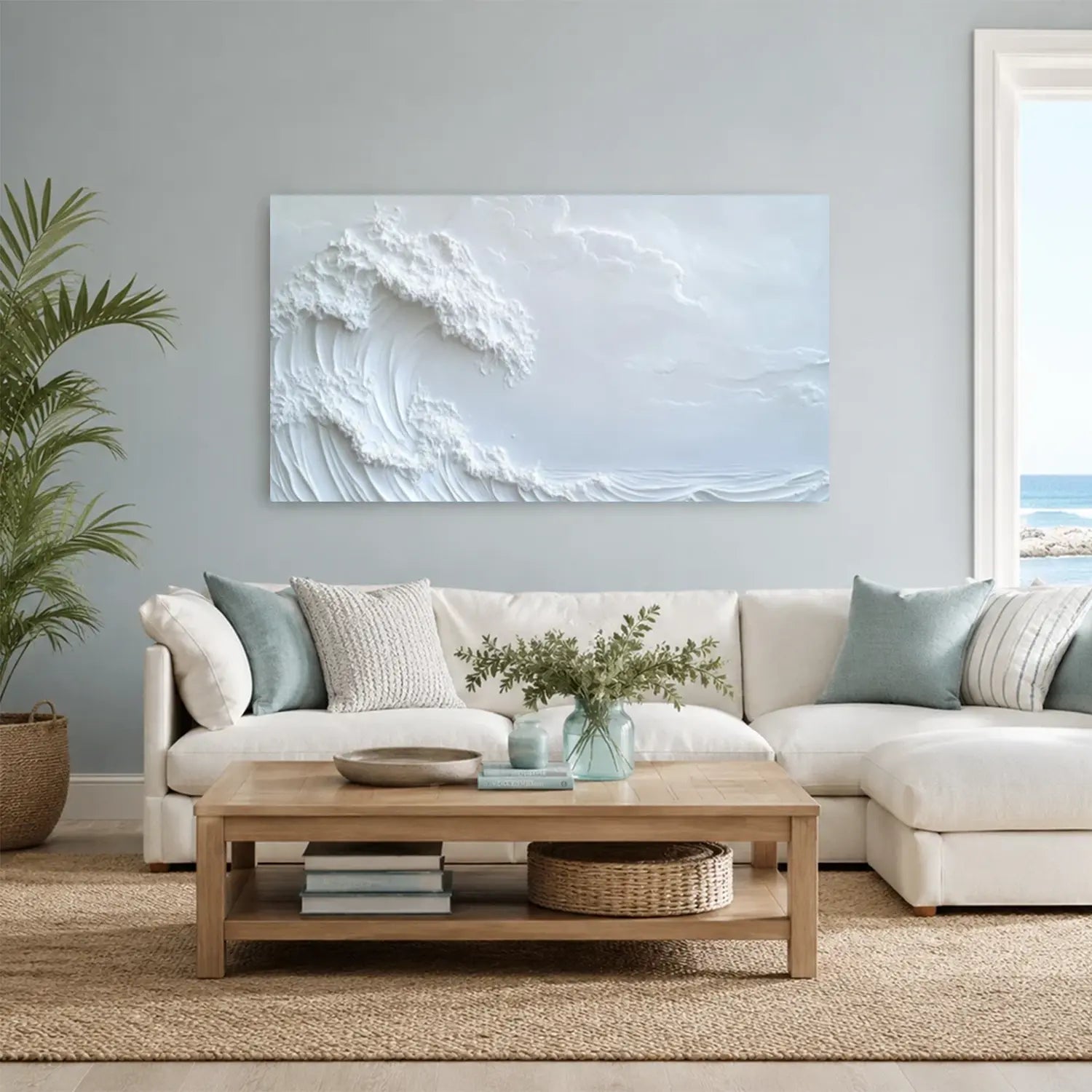 Ocean And Sky Minimalist Textured Wall Art #OS047