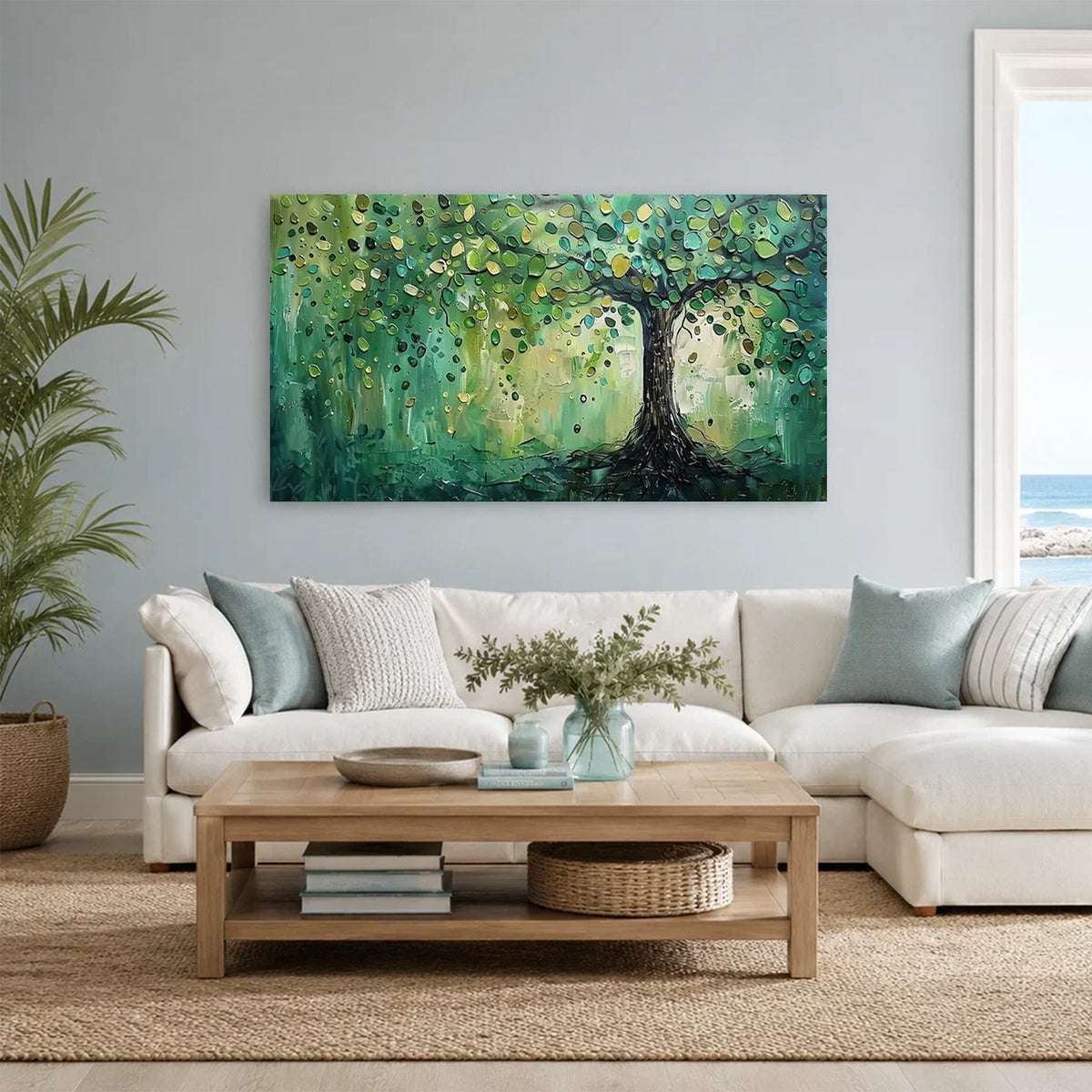 Abstract Flower And Tree Textured Canvas Art #FT068