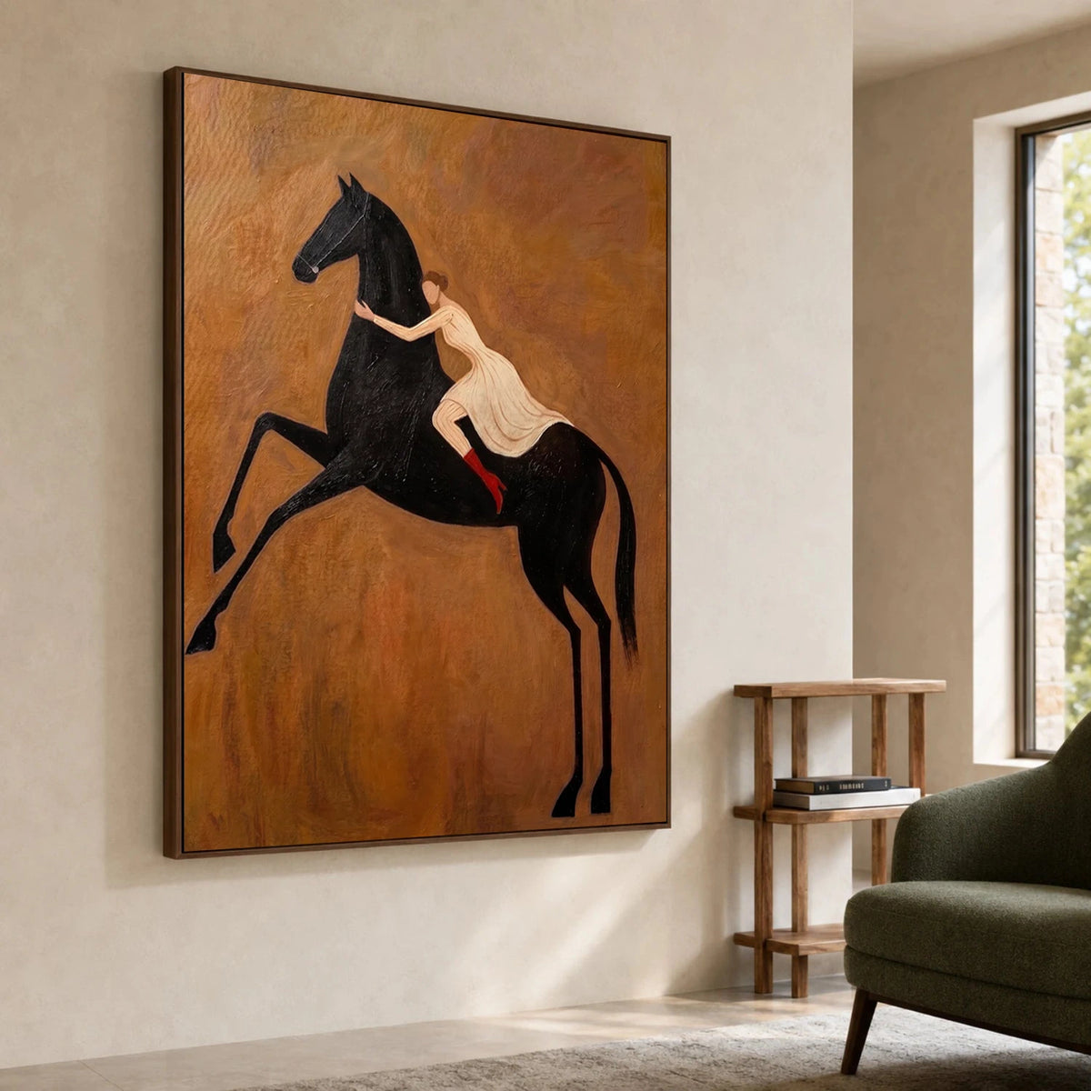 Vintage Americana Art Romanticism Black Horse #VA109