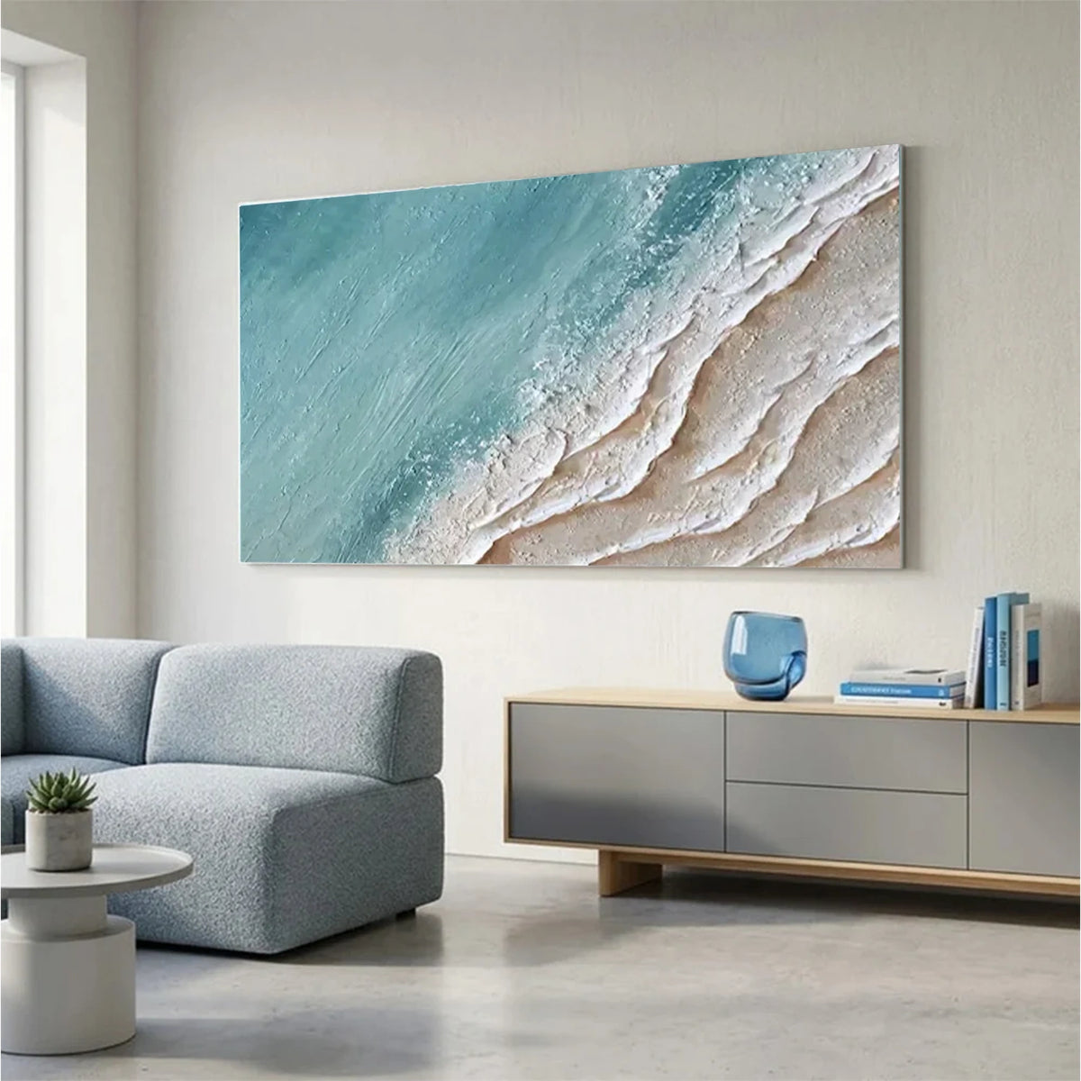 Ocean And Sky Textured Canvas Art #OS072