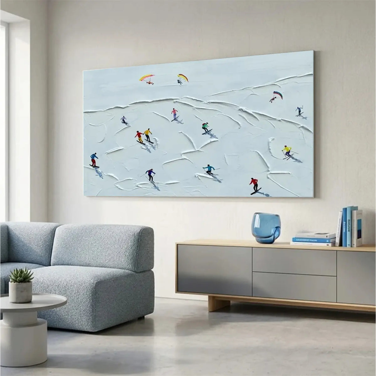 Skiing Sports Textured Wall Art #SC015