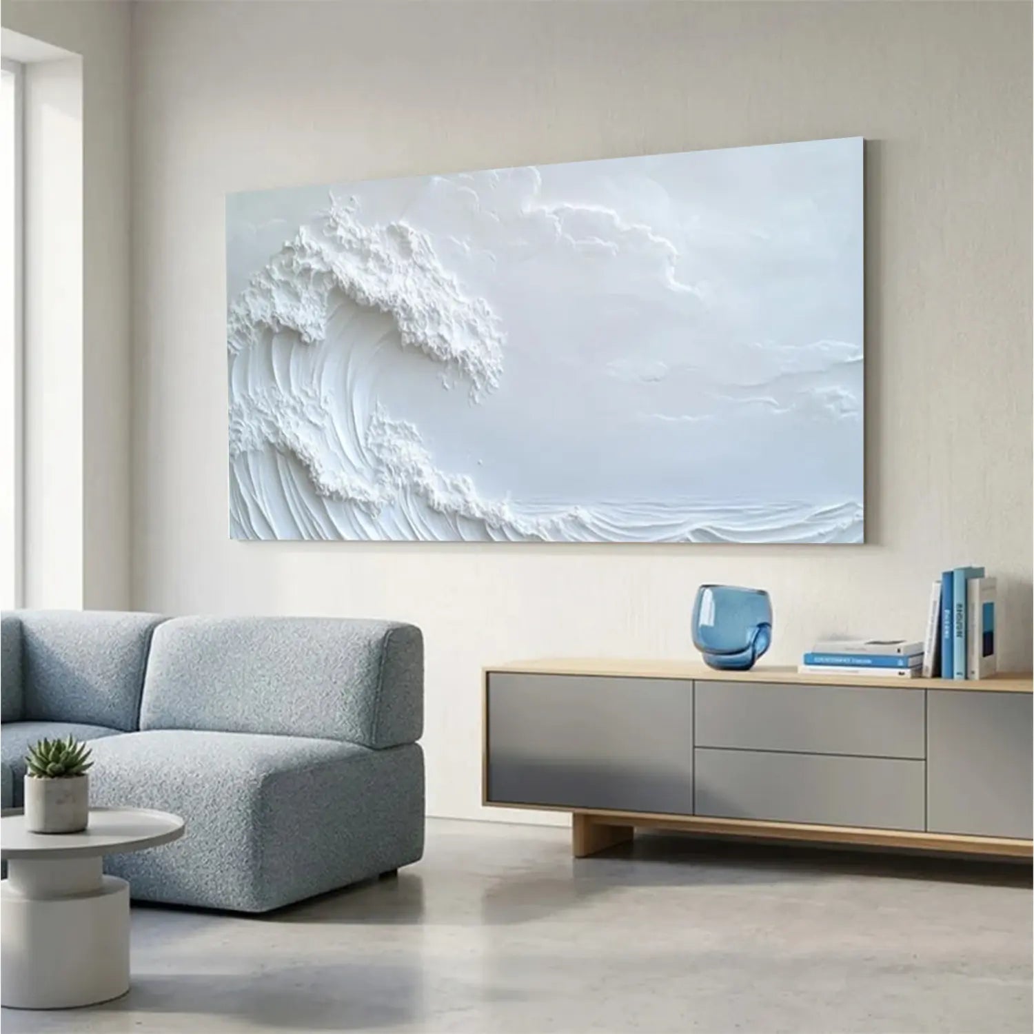 Ocean And Sky Minimalist Textured Wall Art #OS047