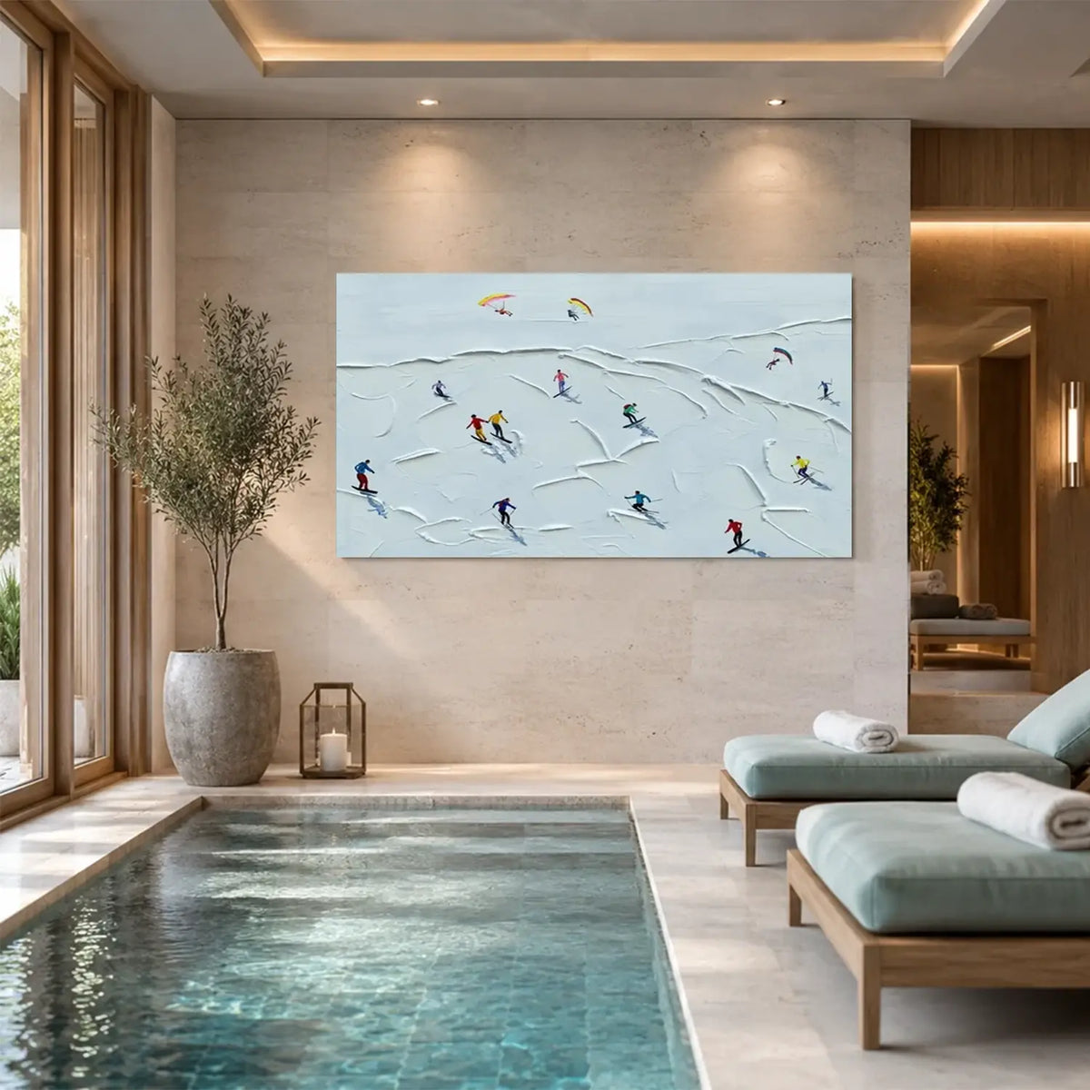 Skiing Sports Textured Wall Art #SC015