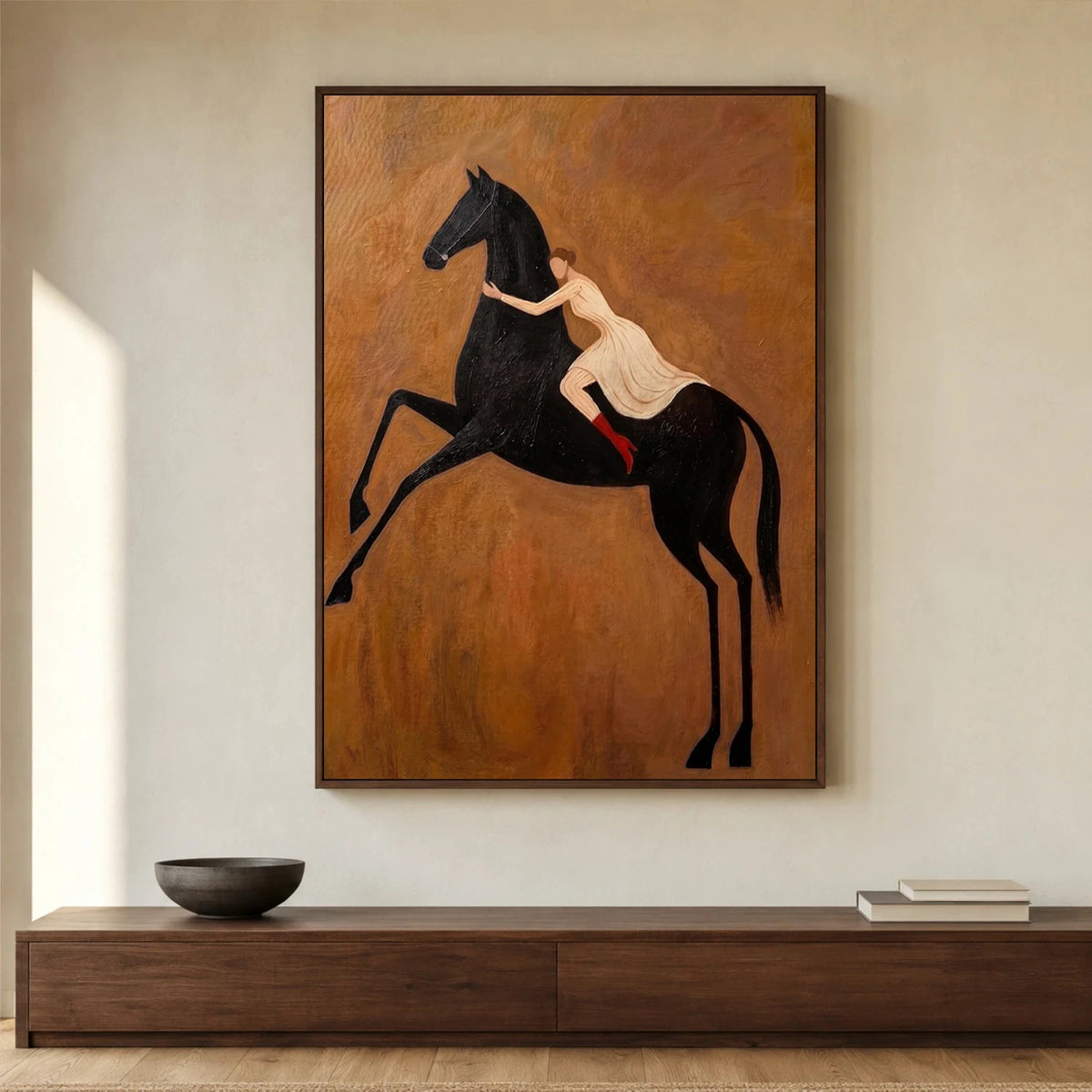 Vintage Americana Art Romanticism Black Horse #VA109
