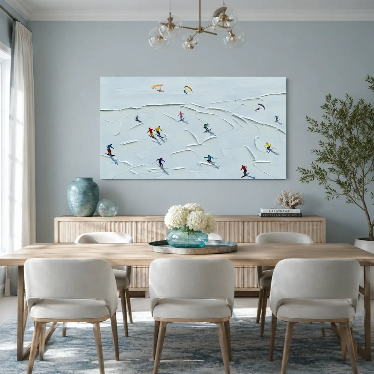 Skiing Sports Textured Wall Art #SC015