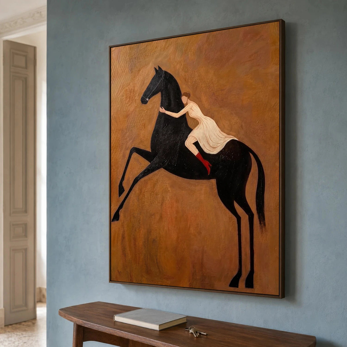 Vintage Americana Art Romanticism Black Horse #VA109