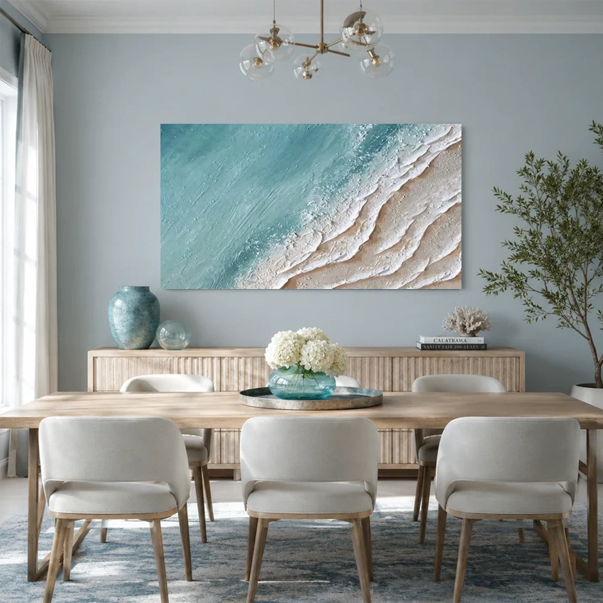 Ocean And Sky Textured Canvas Art #OS072