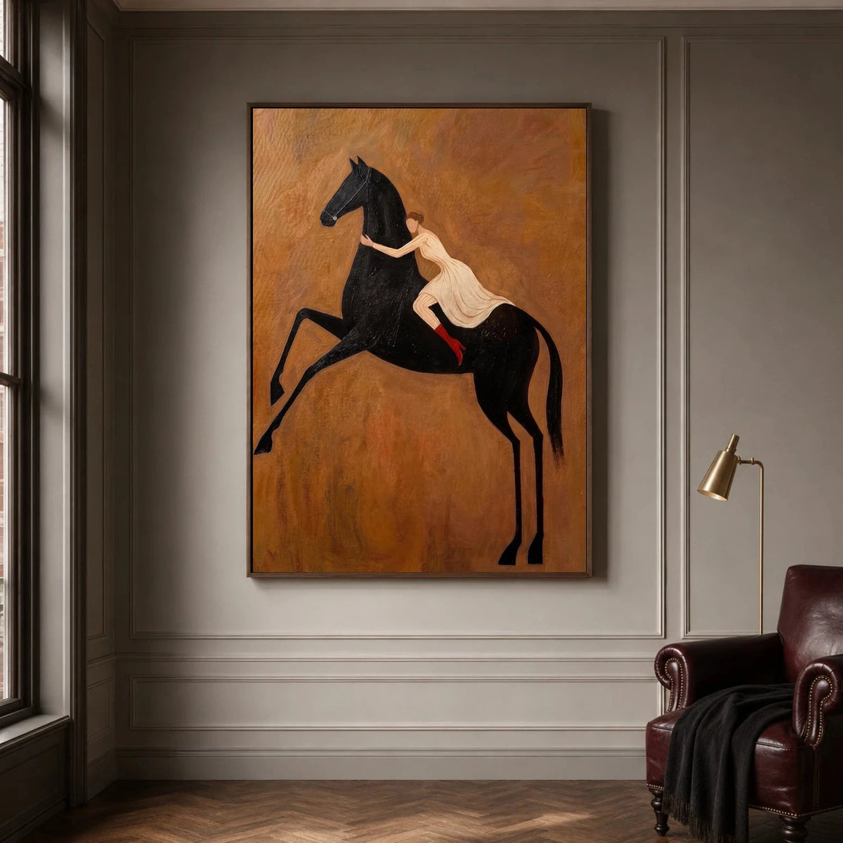 Vintage Americana Art Romanticism Black Horse #VA109