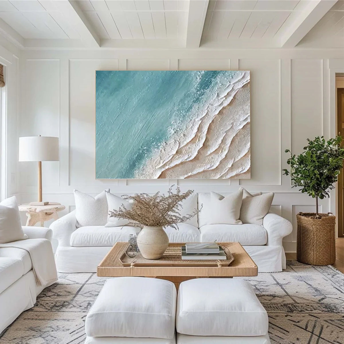 Ocean And Sky Textured Canvas Art #OS072