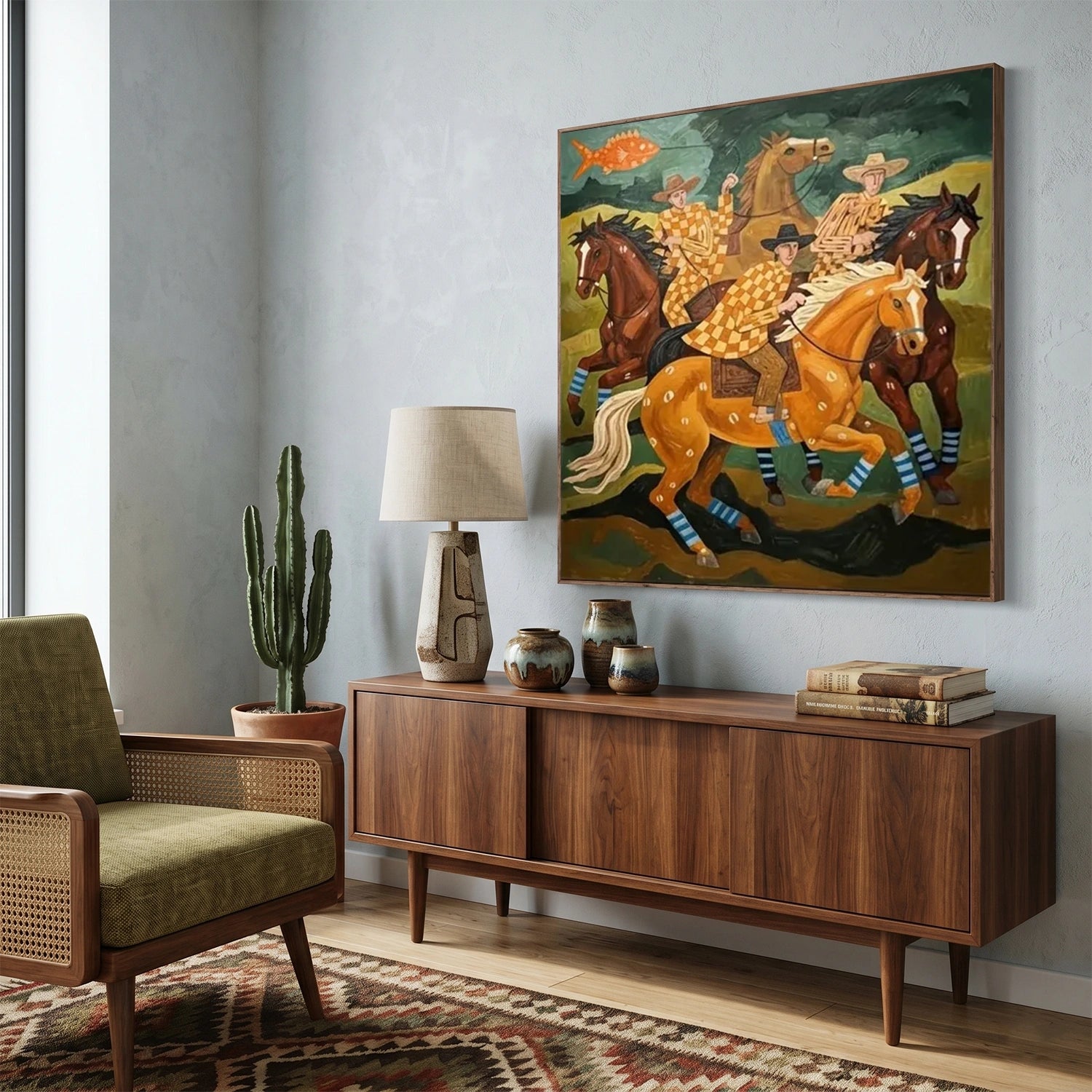 Vintage Americana Art | Checkerboard Riders