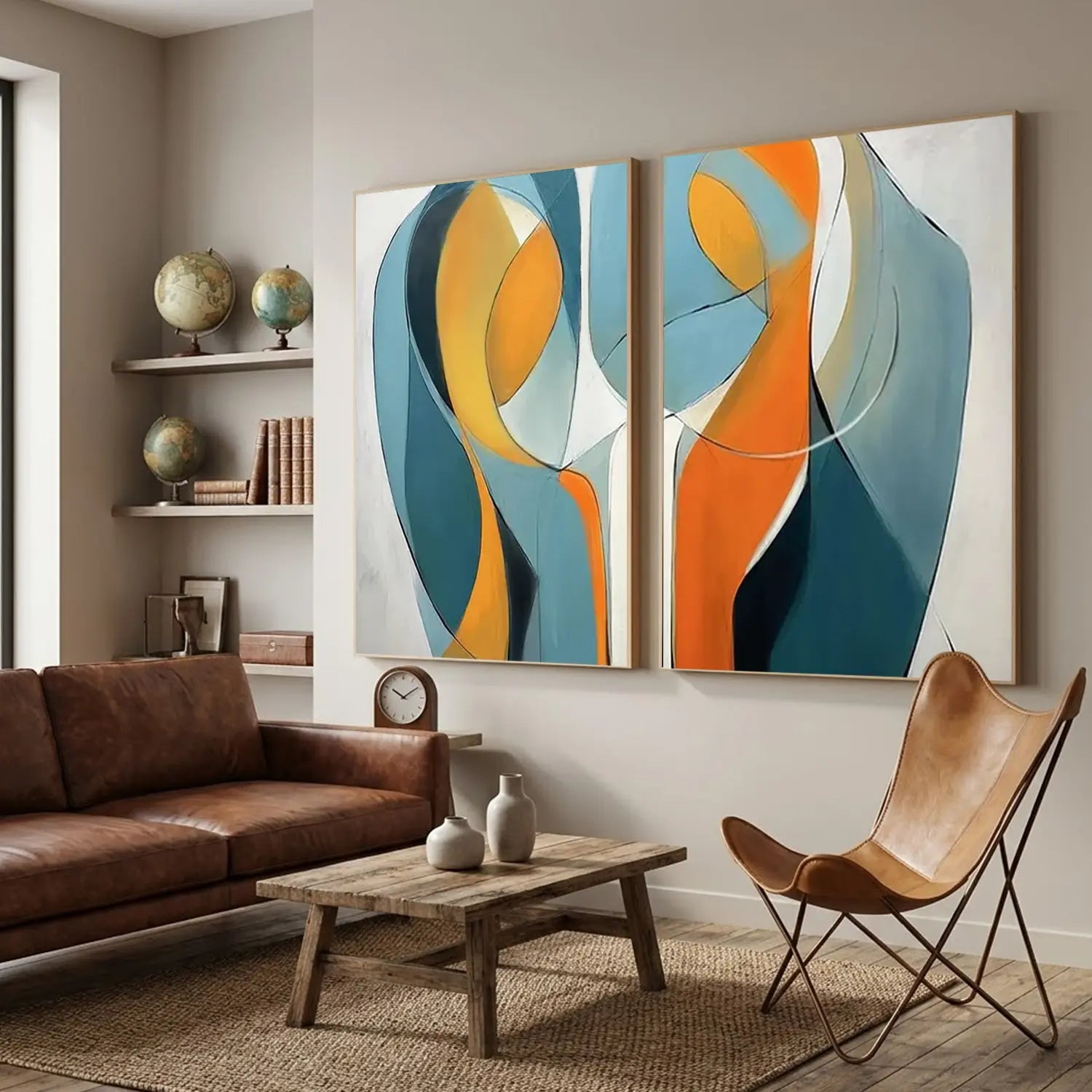 Contemporary Abstract Minimalist Set of 2 Wall Art