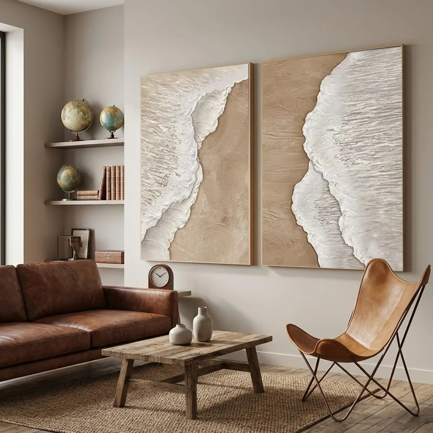 Ocean Textured Painting Canvas Set of 2