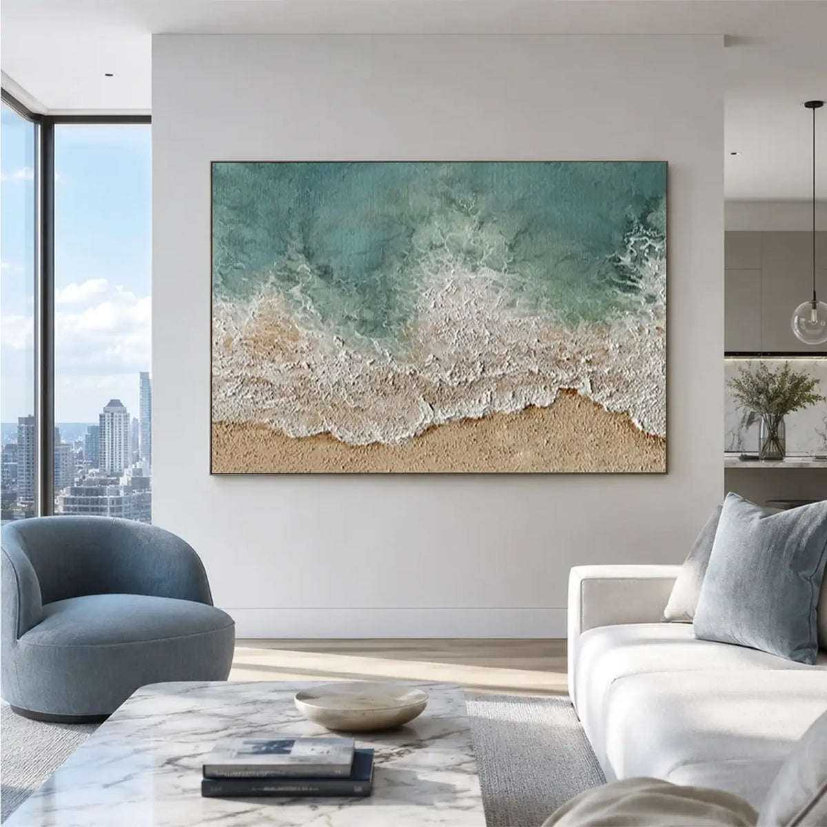 Ocean And Sky Textured Painting Canvas #OS052