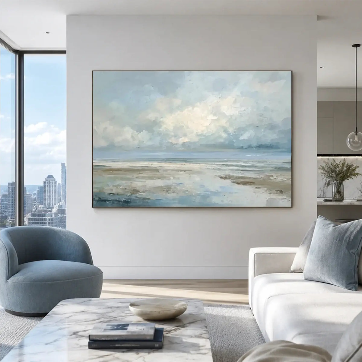 Ocean And Sky Abstract Textured Wall Art #OS081