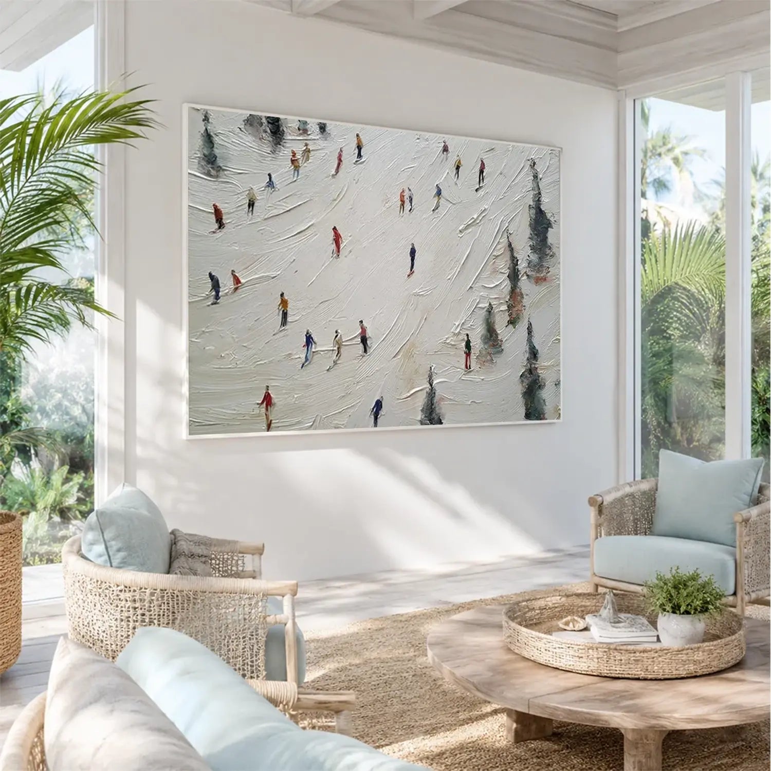 Skiing Sports Textured Wall Art #SC021