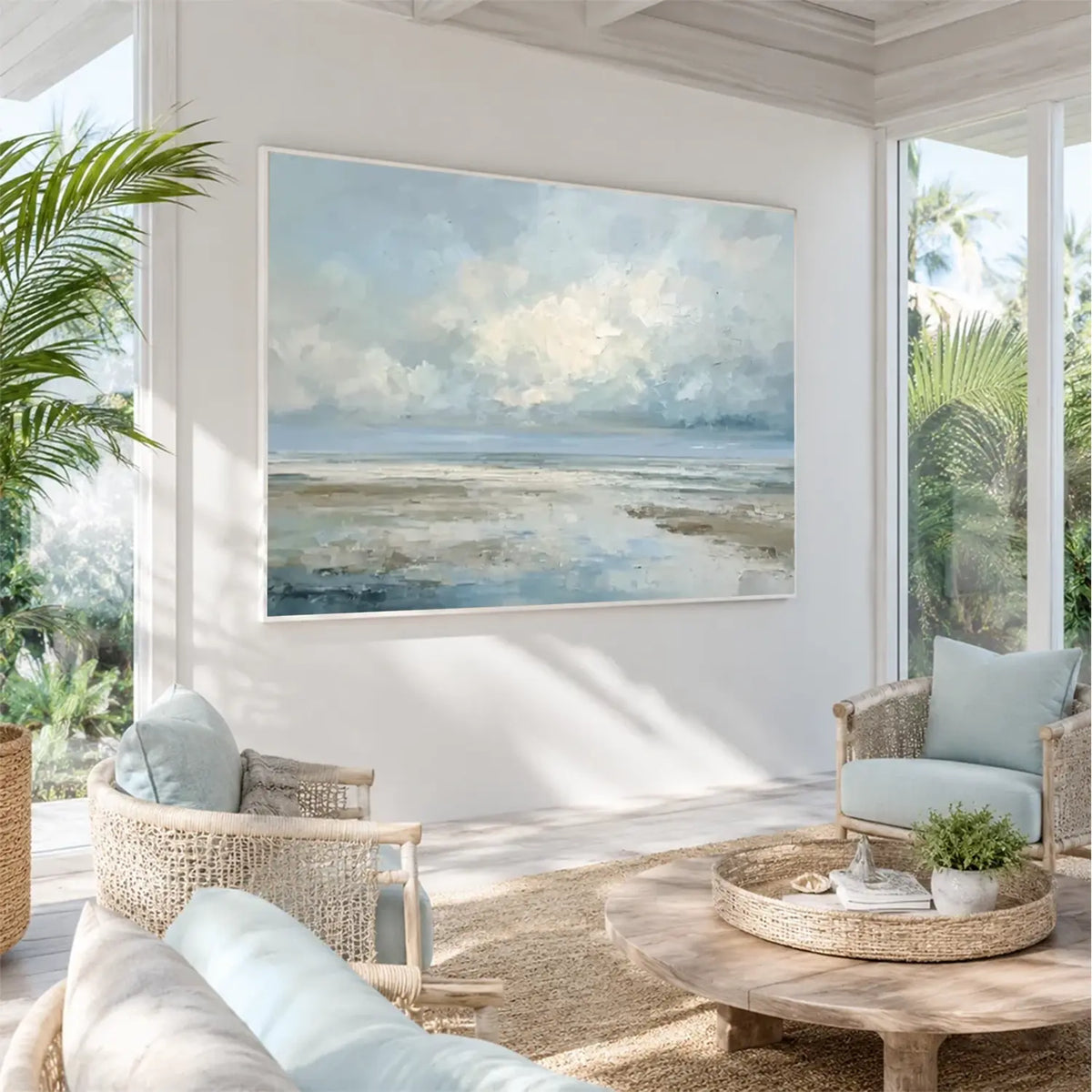 Ocean And Sky Abstract Textured Wall Art #OS081
