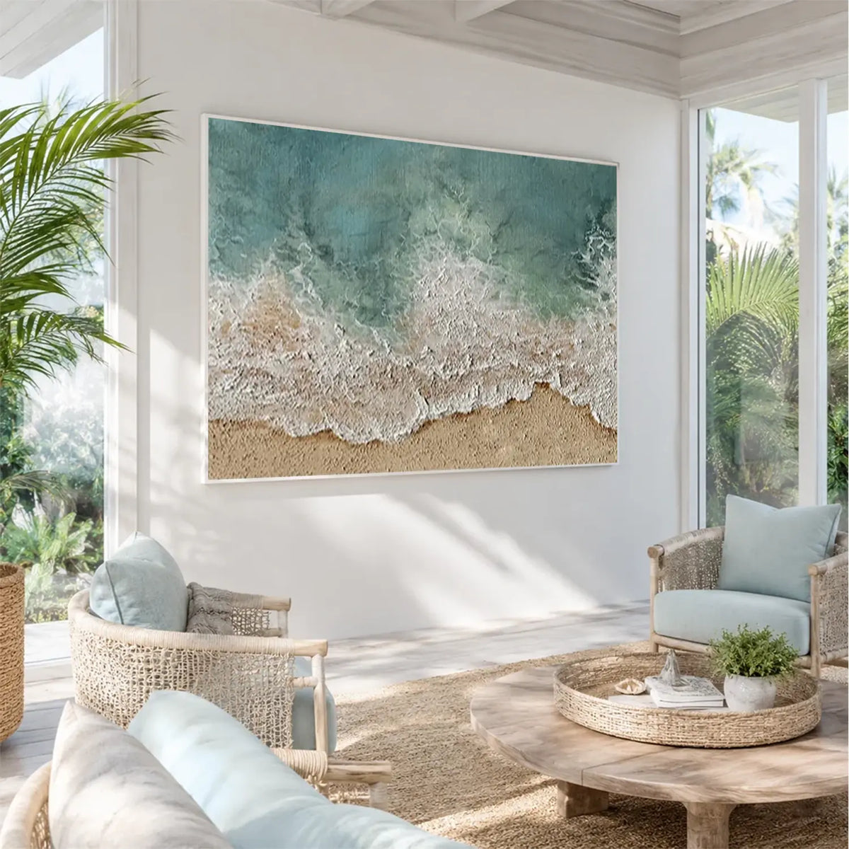 Ocean And Sky Textured Painting Canvas #OS052