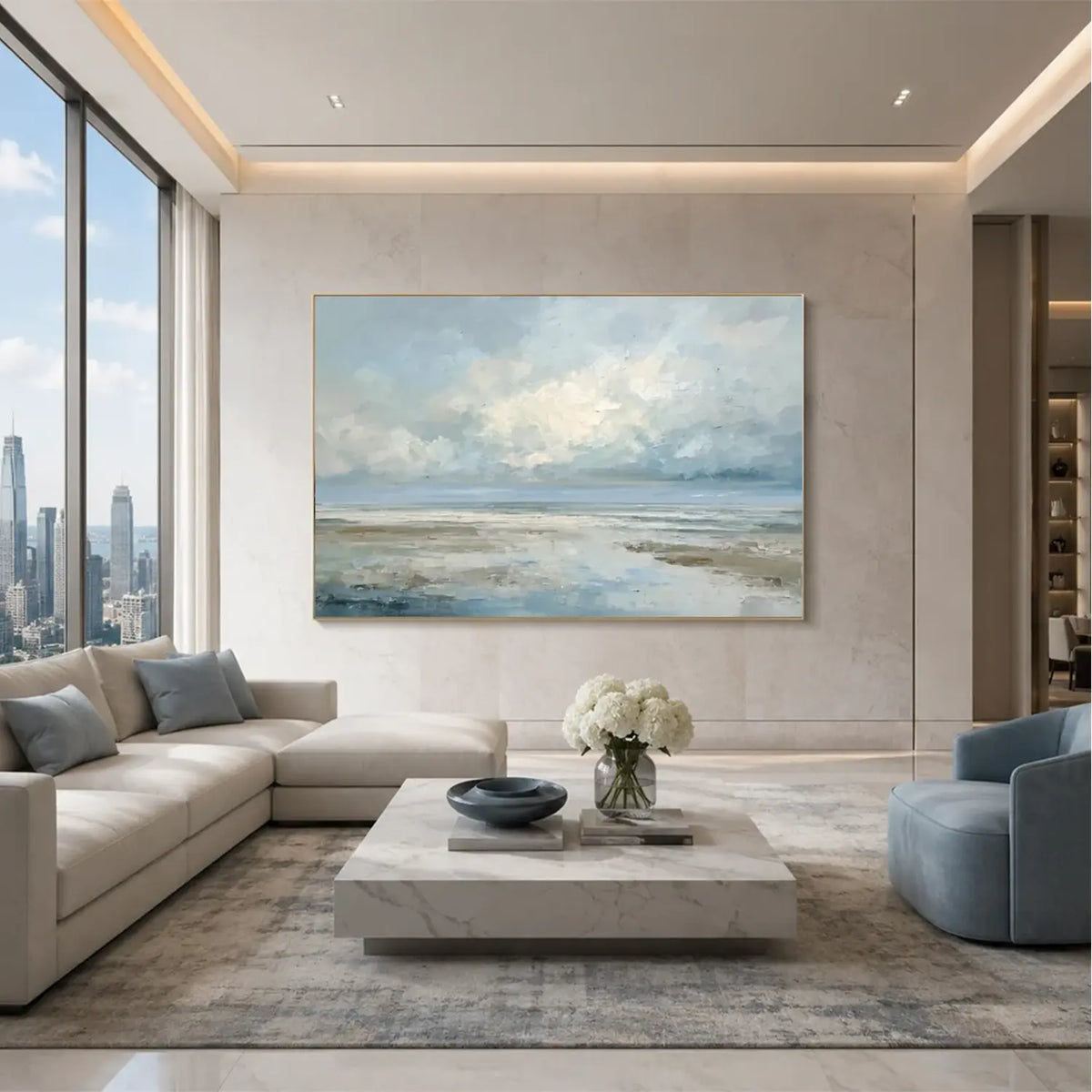 Ocean And Sky Abstract Textured Wall Art #OS081