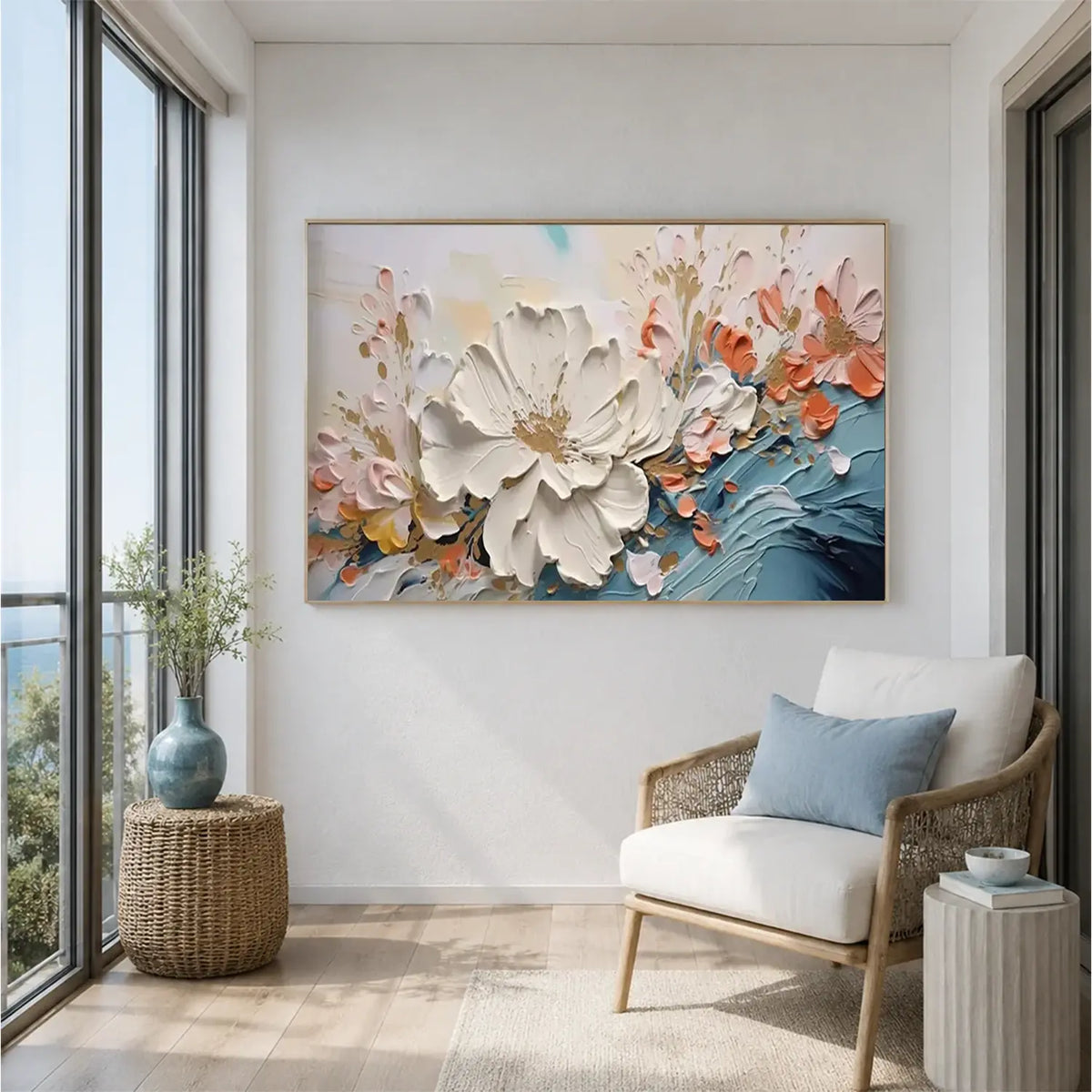 Colorful Flower Textured Painting Canvas #FT058