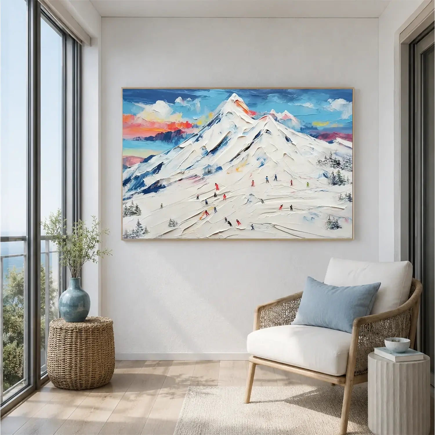 Skiing Sports Textured Wall Art #SC023