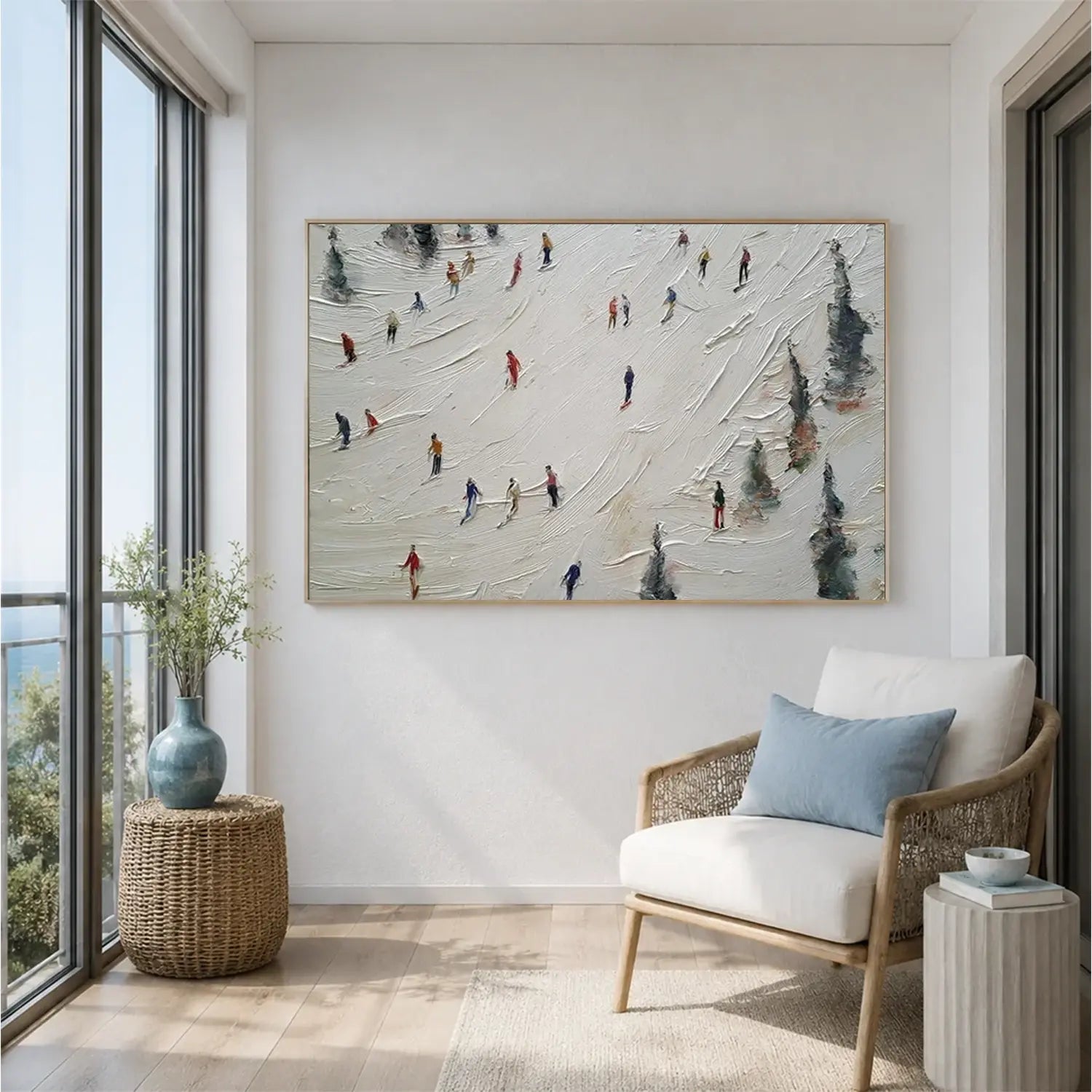 Skiing Sports Textured Wall Art #SC021