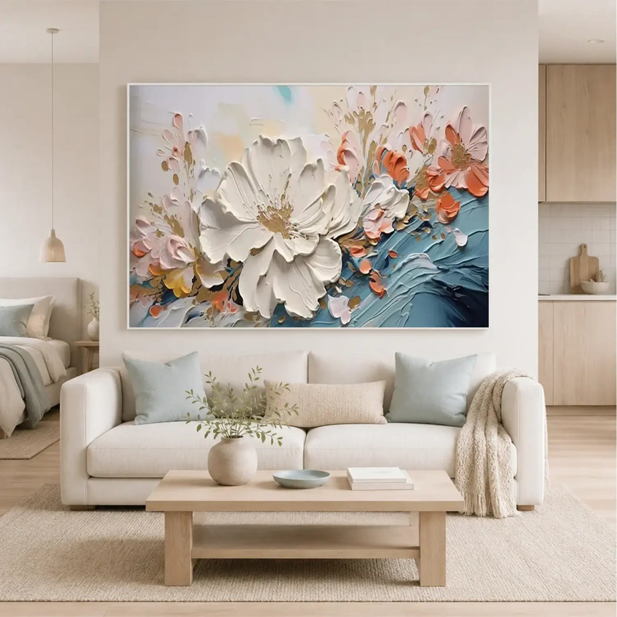 Colorful Flower Textured Painting Canvas #FT058