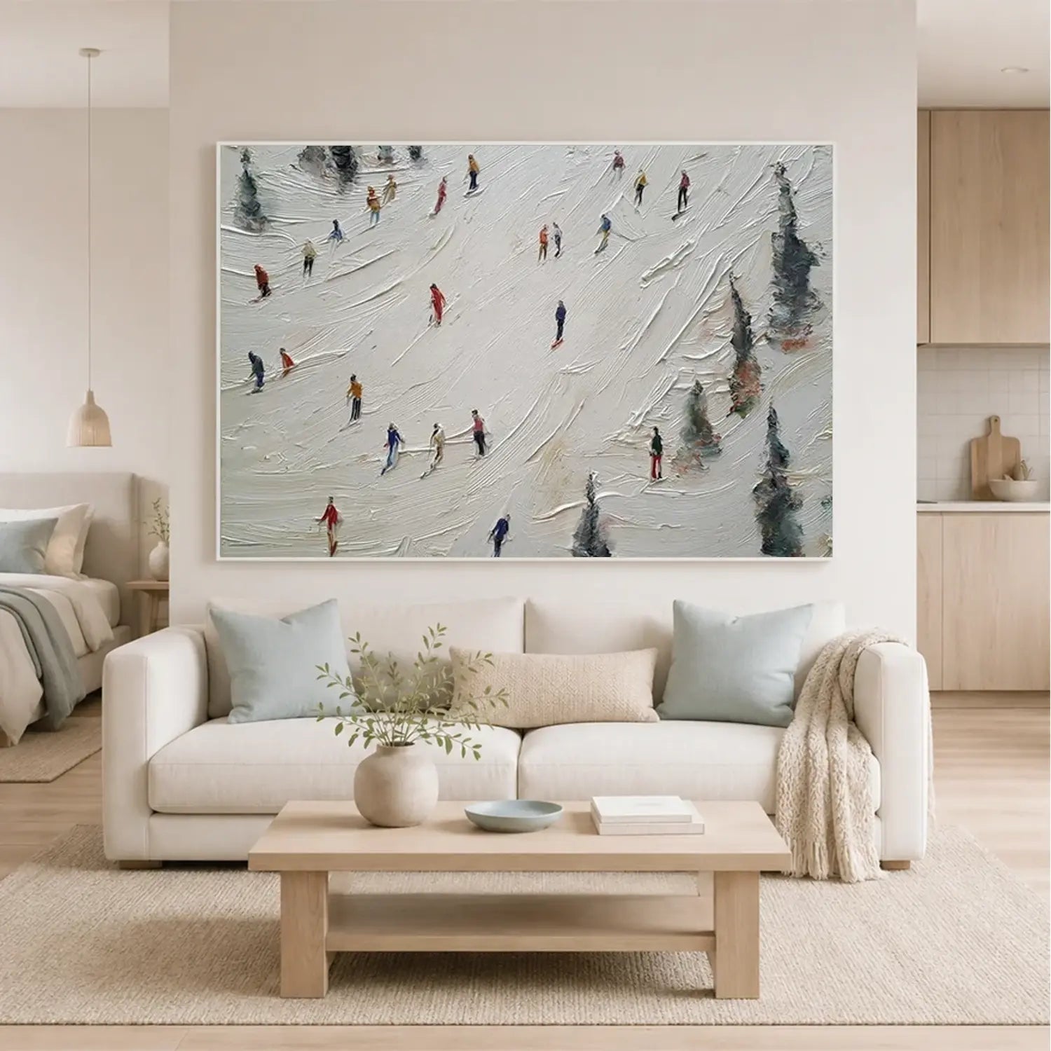 Skiing Sports Textured Wall Art #SC021
