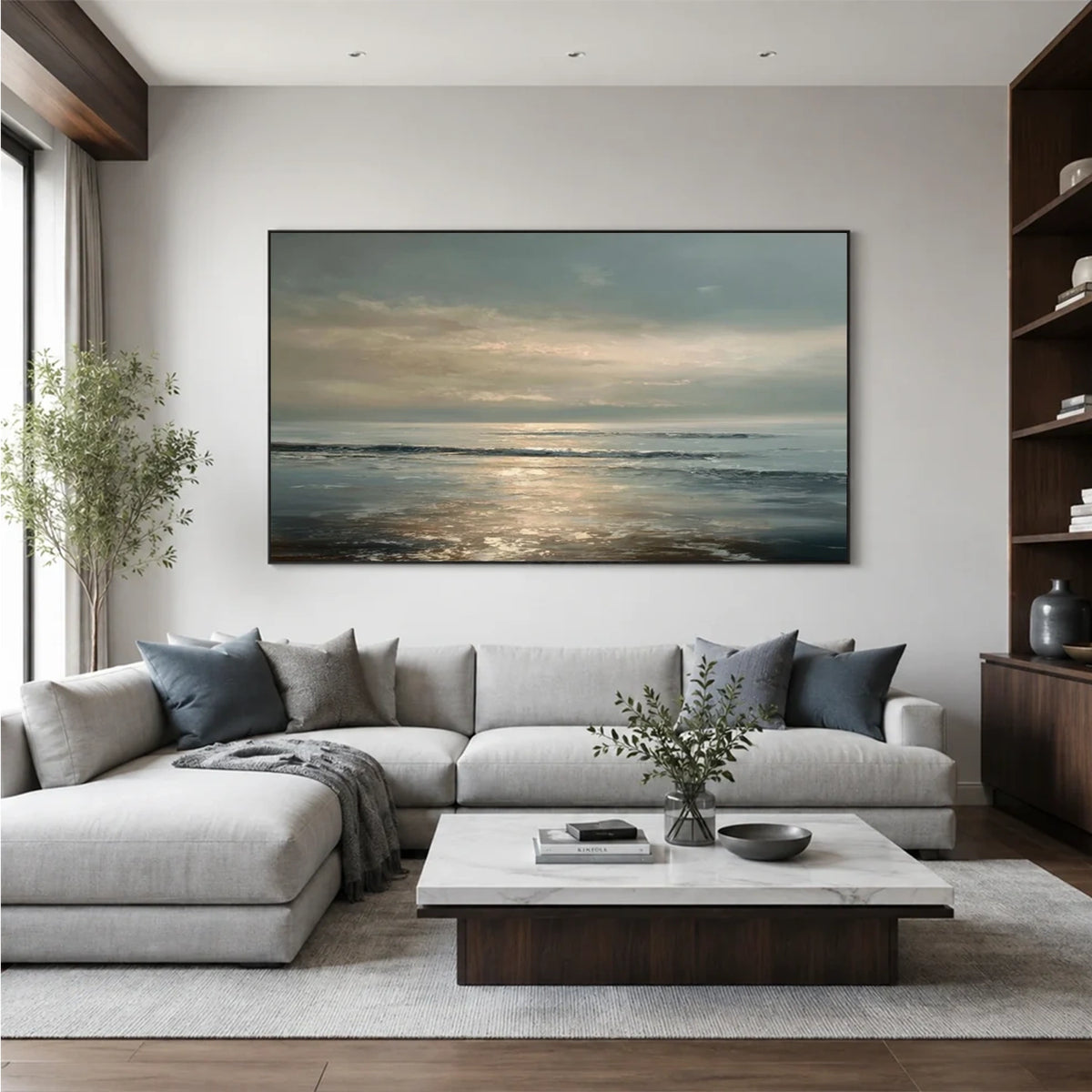 Abstract Ocean And Sky Canvas Art #OS065