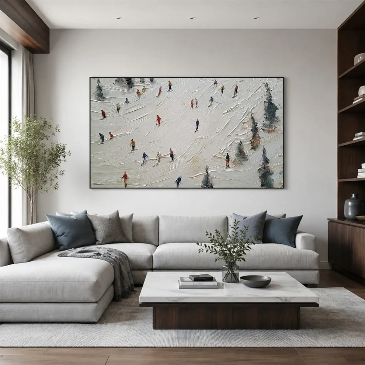 Skiing Sports Textured Wall Art #SC021