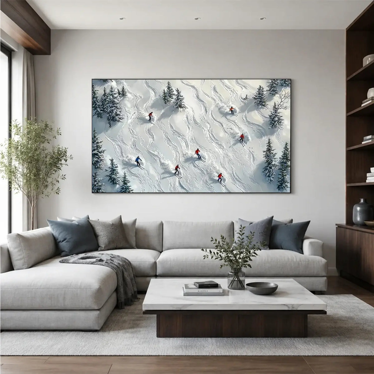 Skiing Sports Textured Wall Art #SC024