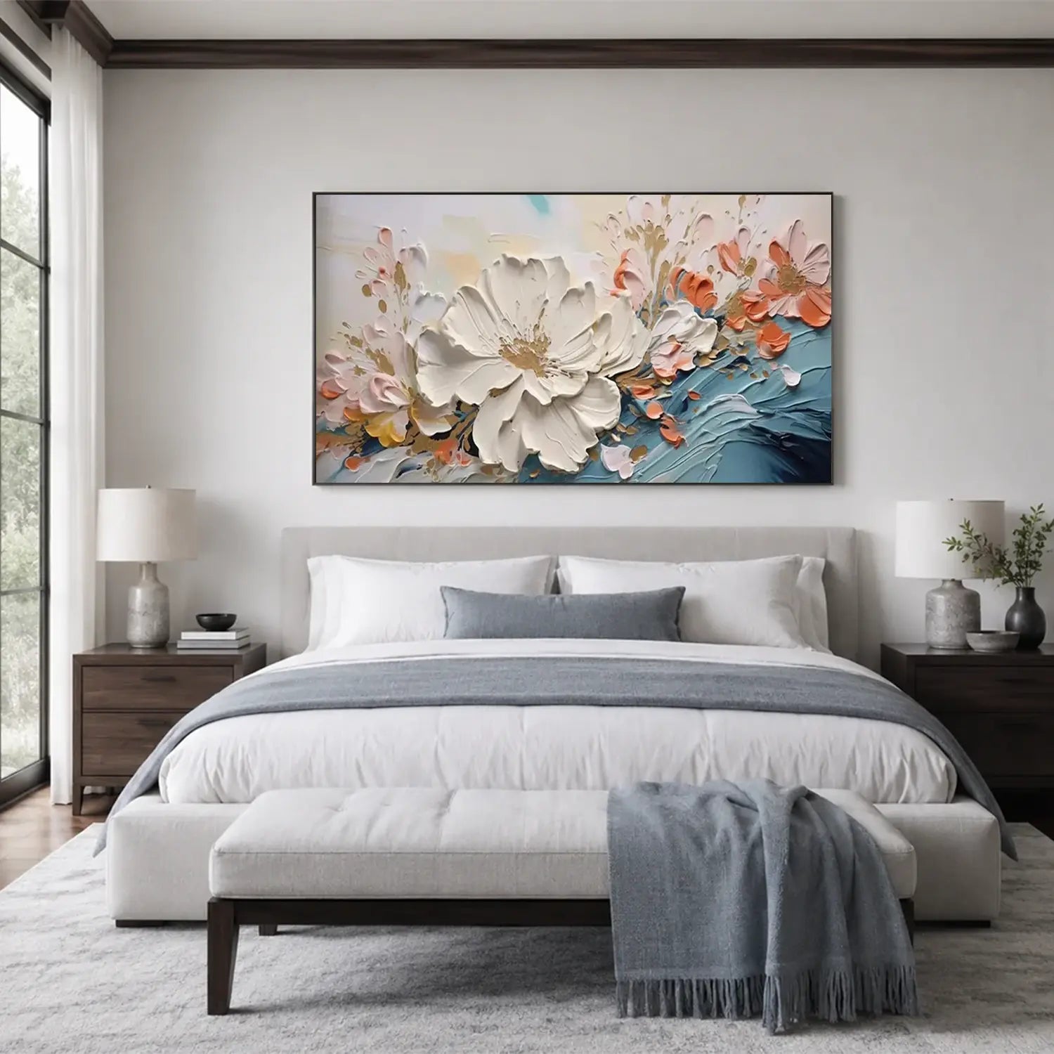 Colorful Flower Textured Painting Canvas #FT058