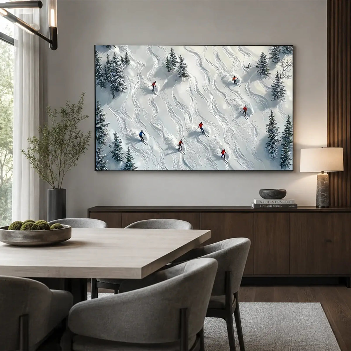 Skiing Sports Textured Wall Art #SC024
