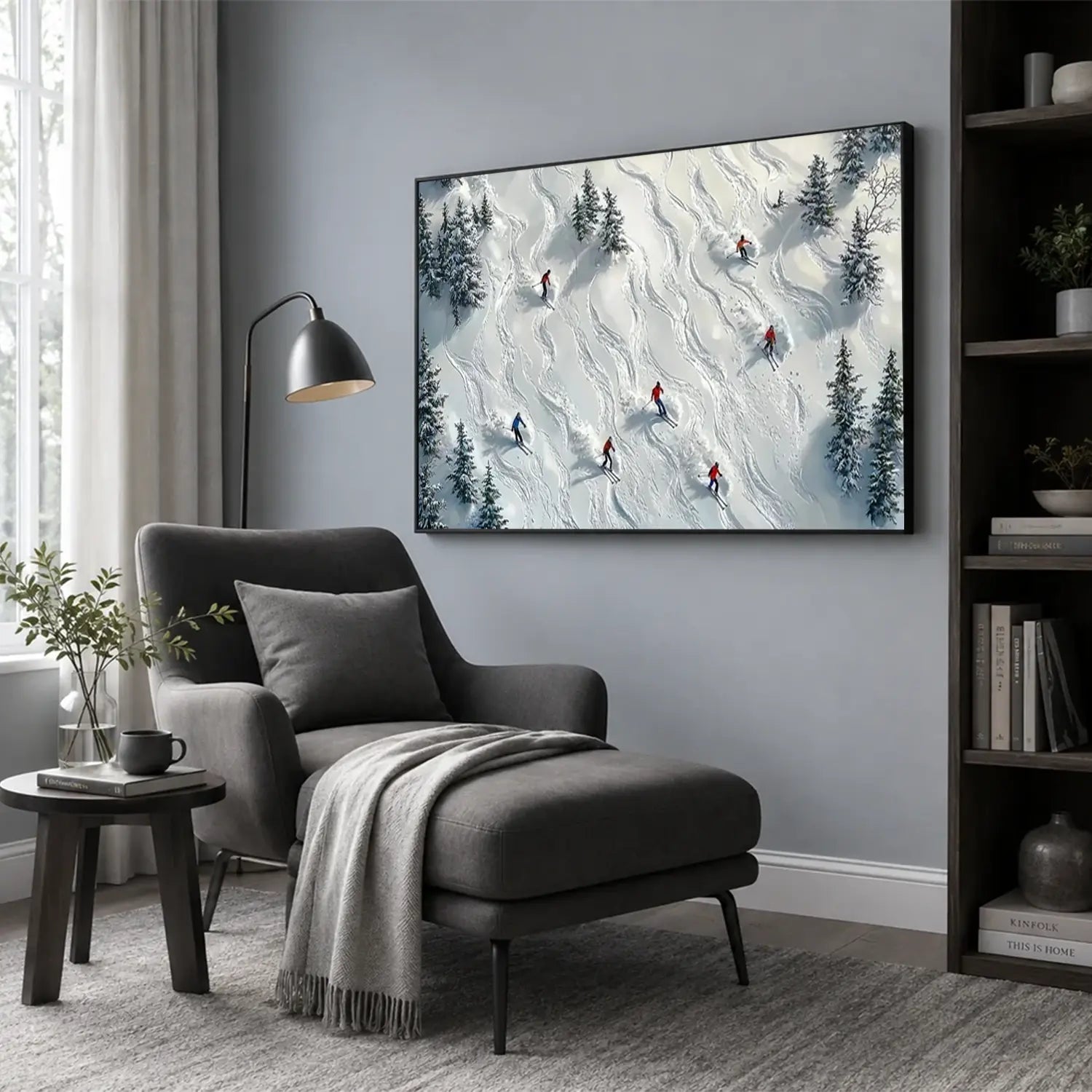 Skiing Sports Textured Wall Art #SC024